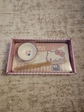 Hello Kitty Pink Ceramic Bowl and Chopsticks Set - Cute Home Party Tableware